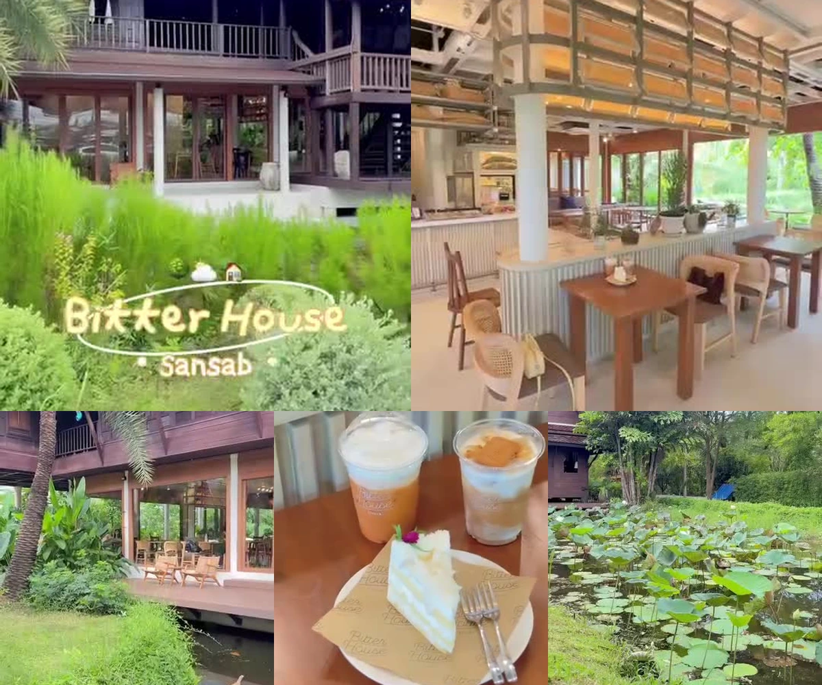 ภาพรีวิว Bitter House Sansab — คาเฟ่ในเรือนไทยเก่าท่ามกลางสวนและสระบัว
