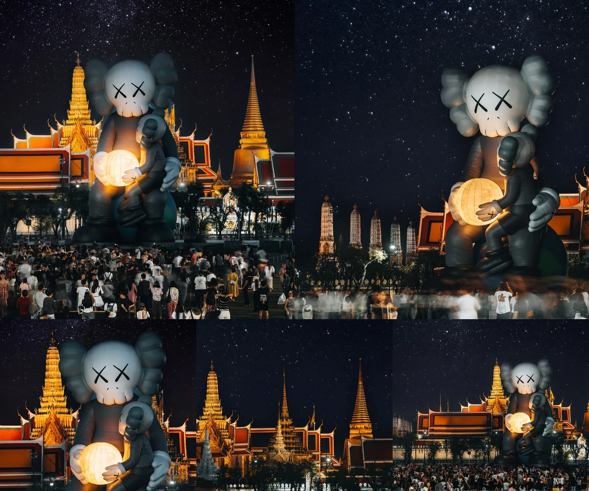 ภาพรีวิว KAWS:HOLIDAY • สนามหลวงยามค่ำ — แสงของประติมากรรม COMPANION ท่ามกลางสถาปัตยกรรมยามค่ำ