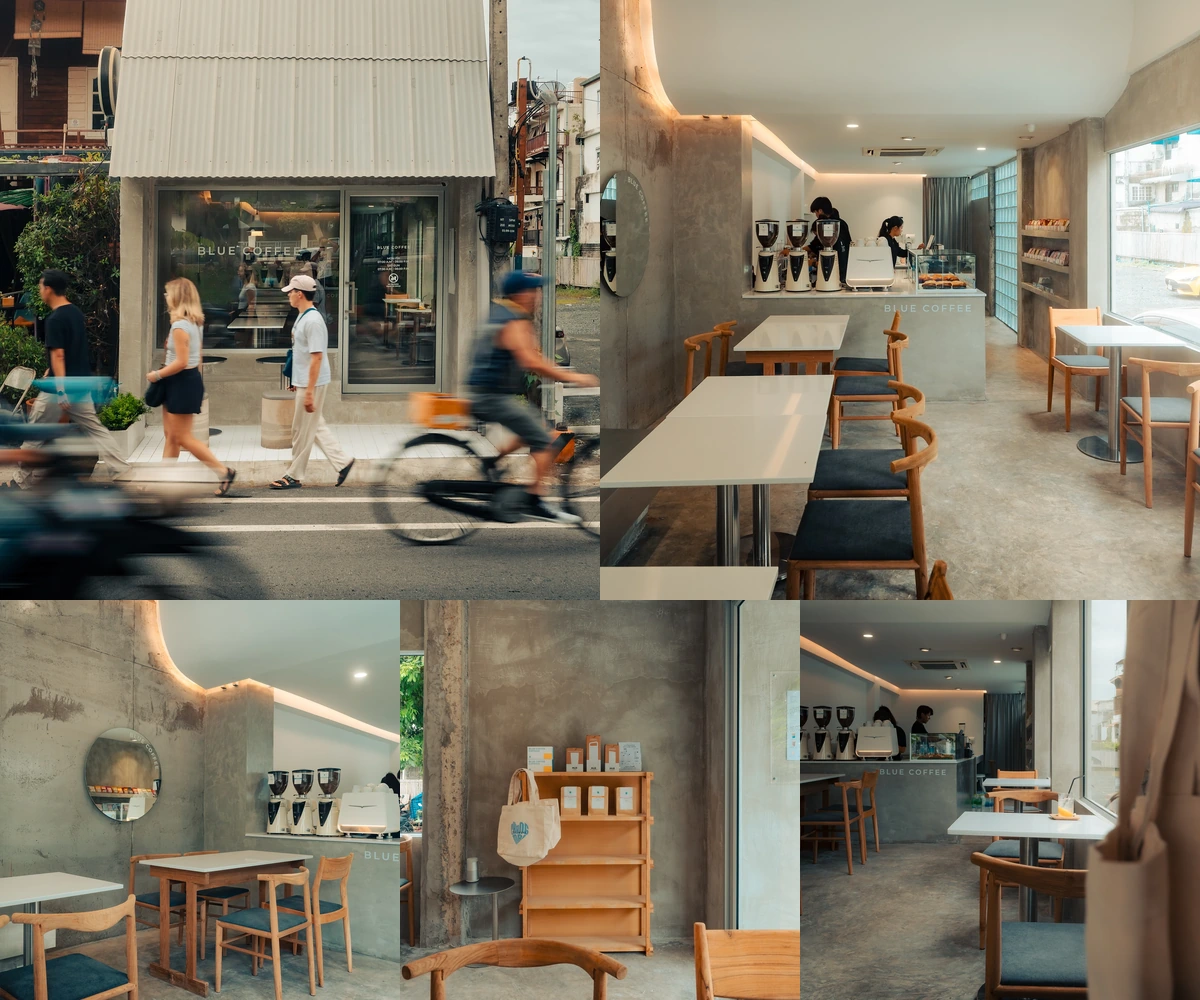 ภาพรีวิว Blue Coffee • ตลาดสมเพชร — คาเฟ่ปูนเปลือยริมคูเมืองใกล้ตลาดสมเพชร