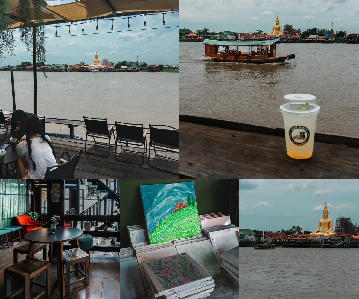 ภาพรีวิว คาเฟ่บ้านเฮีย — บ้านไม้ริมเจ้าพระยากับวิววัดบางจากบนเกาะเกร็ด