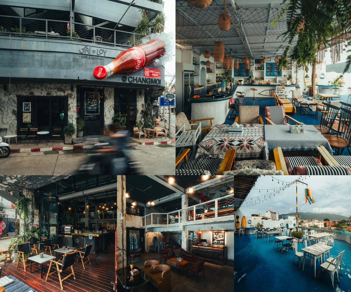 ภาพรีวิว Jai Loy Cafe & Rooftop — คาเฟ่สไตล์วินเทจและบาร์ดาดฟ้าบนถนนช้างม่อย
