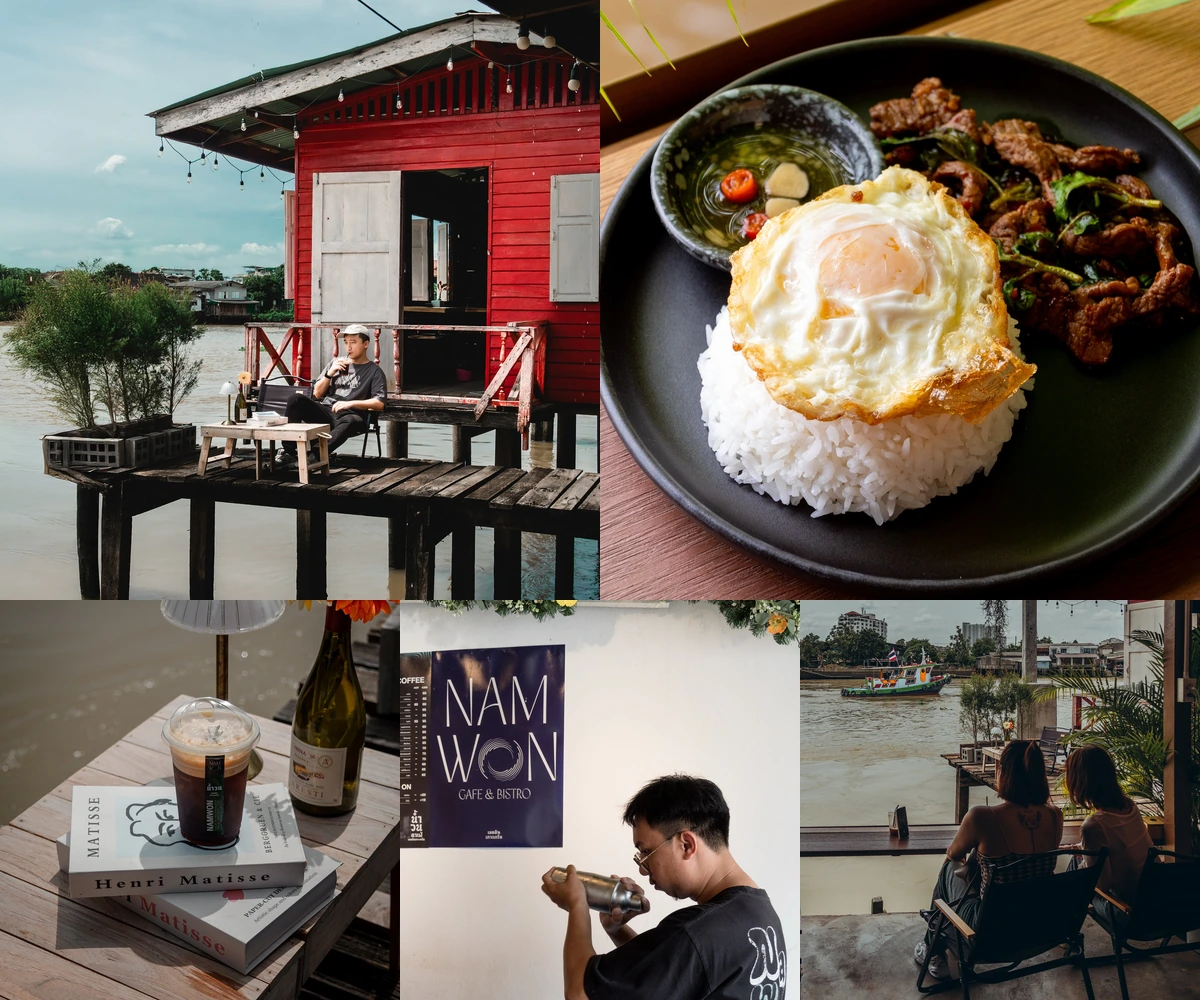 ภาพรีวิว Namwon Café — คาเฟ่และอาหารในบ้านไม้ริมเจ้าพระยาบนเกาะเกร็ด