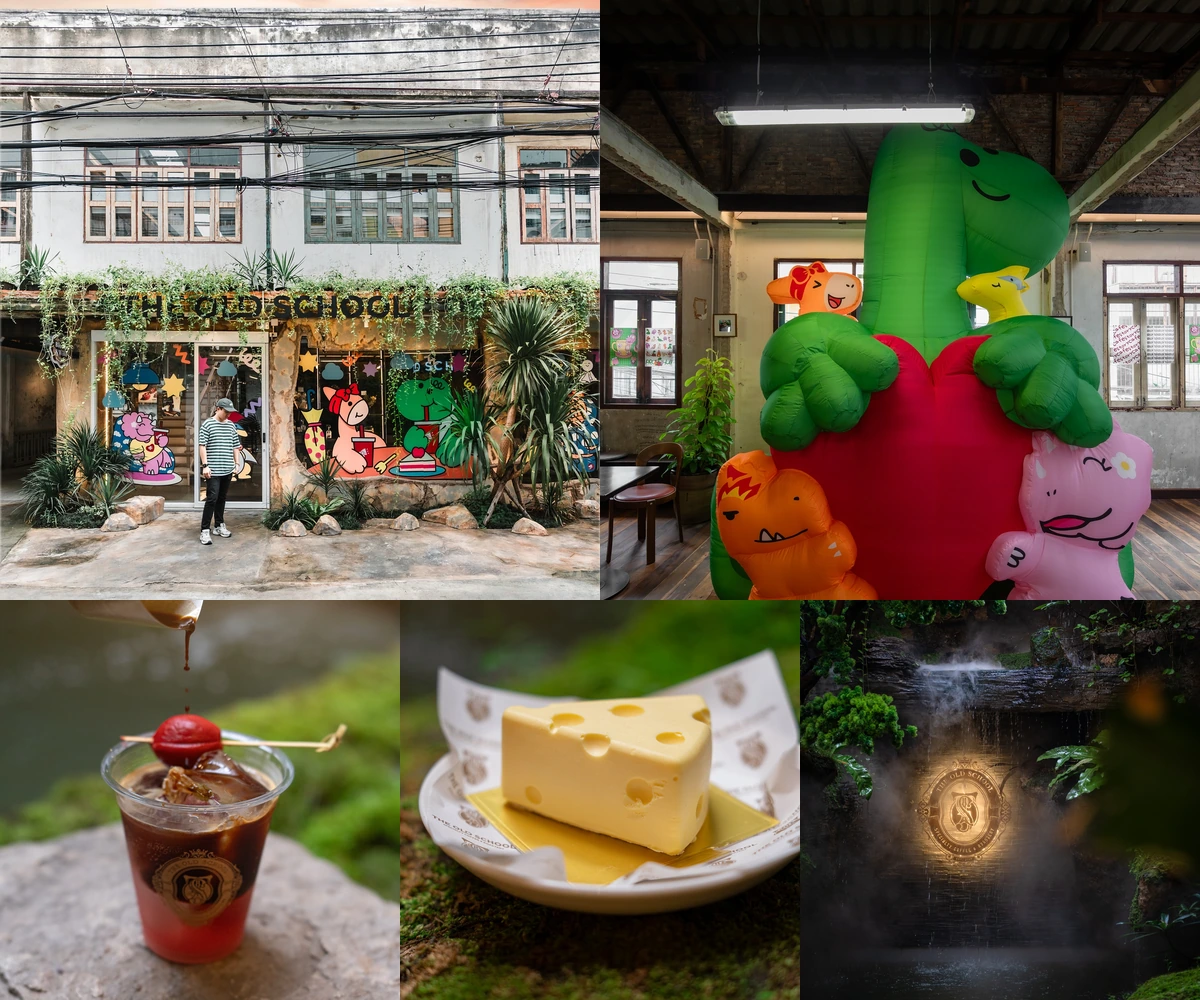 ภาพรีวิว The Old School • Rainy & Cozy — คาเฟ่สองชั้นกับไดโนเสาร์และน้ำตกในเจริญนคร