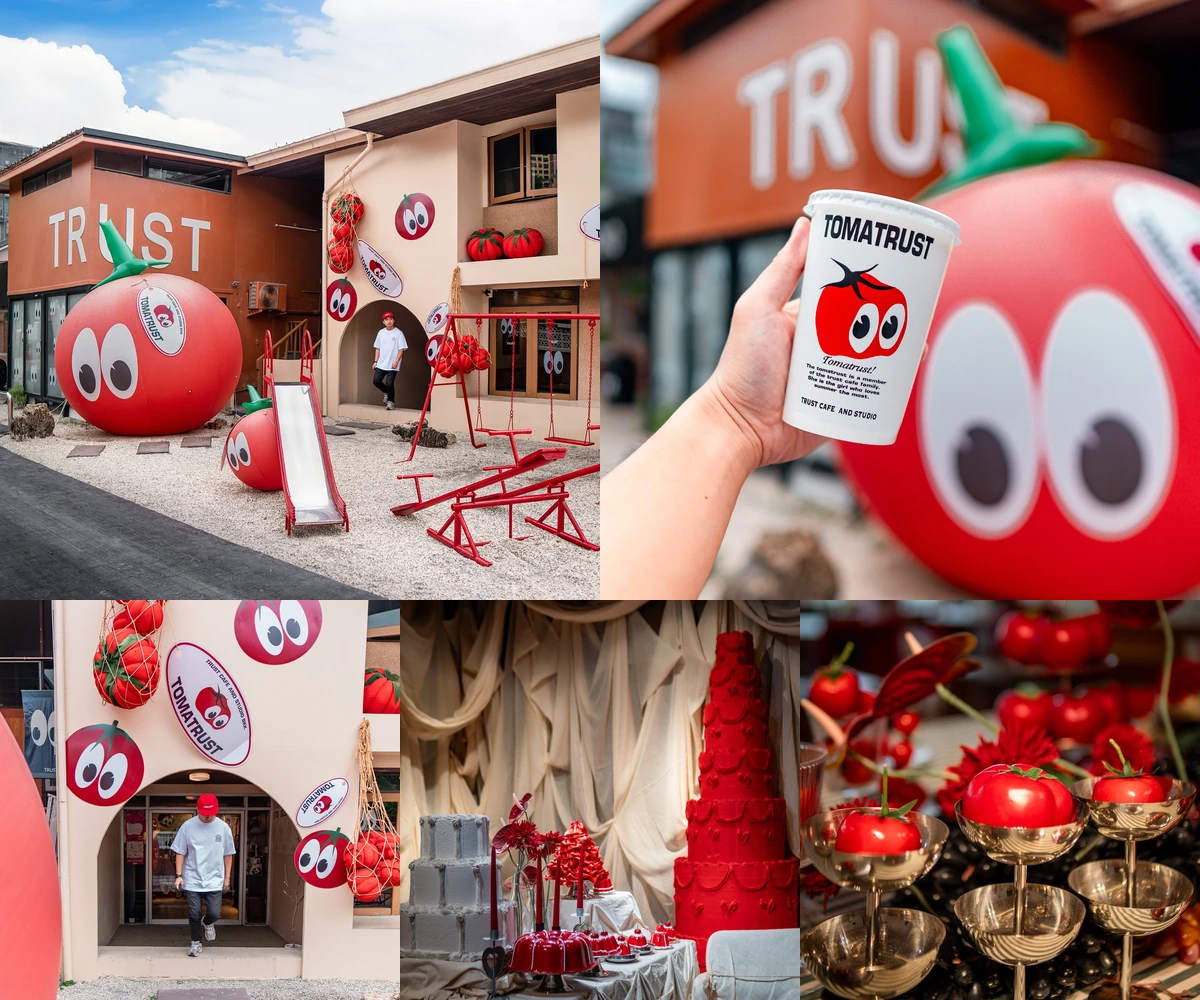ภาพรีวิว Trust Cafe • Tomato Summer Playground — ธีมมะเขือเทศสีแดงและมุมถ่ายภาพที่คาเฟ่อารีย์