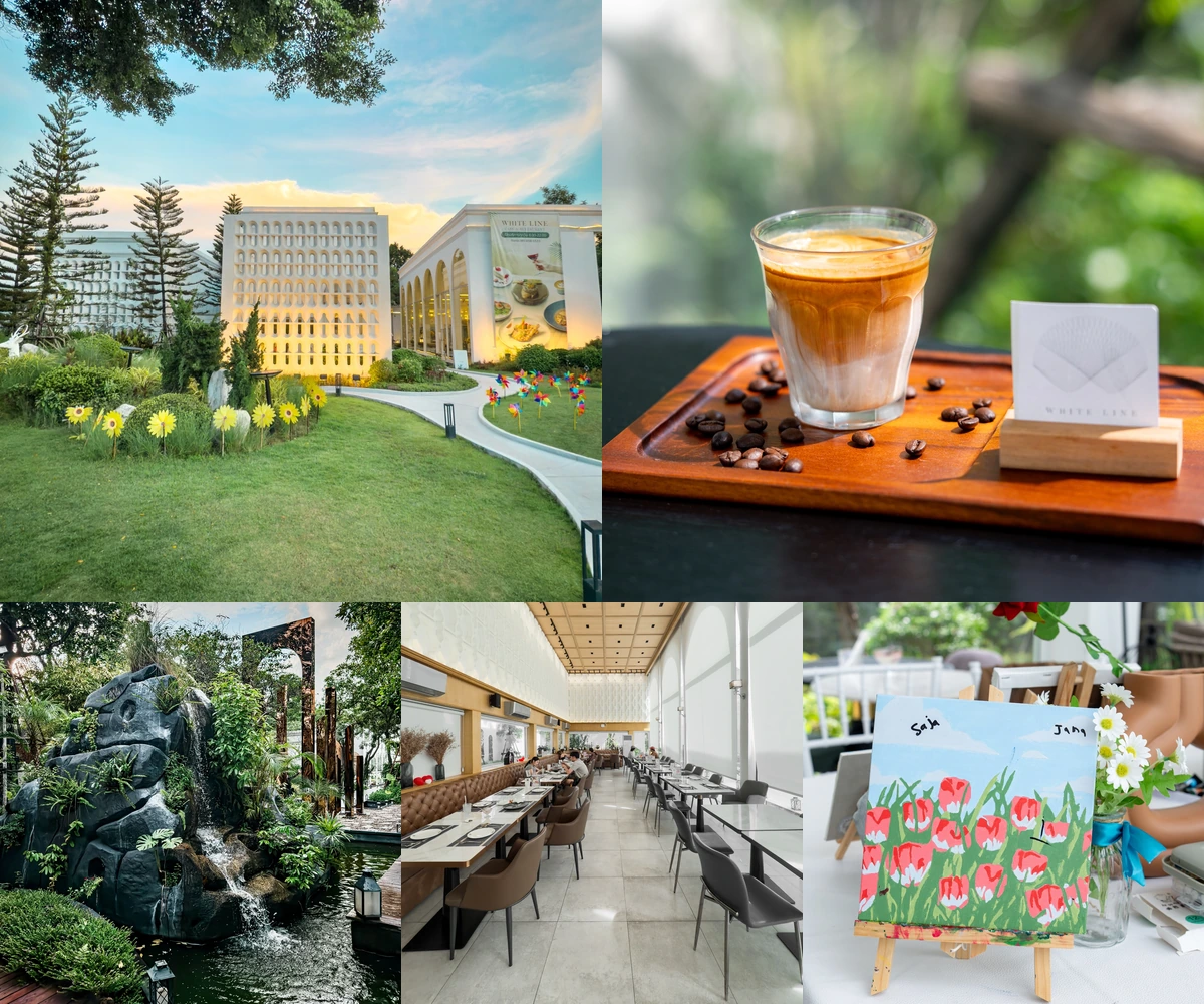 ภาพรีวิว White Line Cafe & Restaurant — คาเฟ่และร้านอาหารในสวนบนถนนบรมราชชนนี