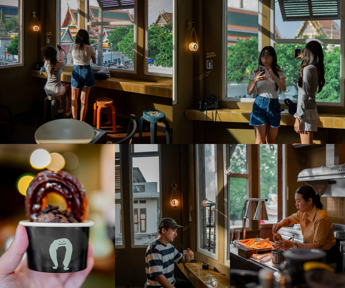 ภาพรีวิว After Sunrise — ชูโรสและไอศกรีมในคาเฟ่ท่าเตียน