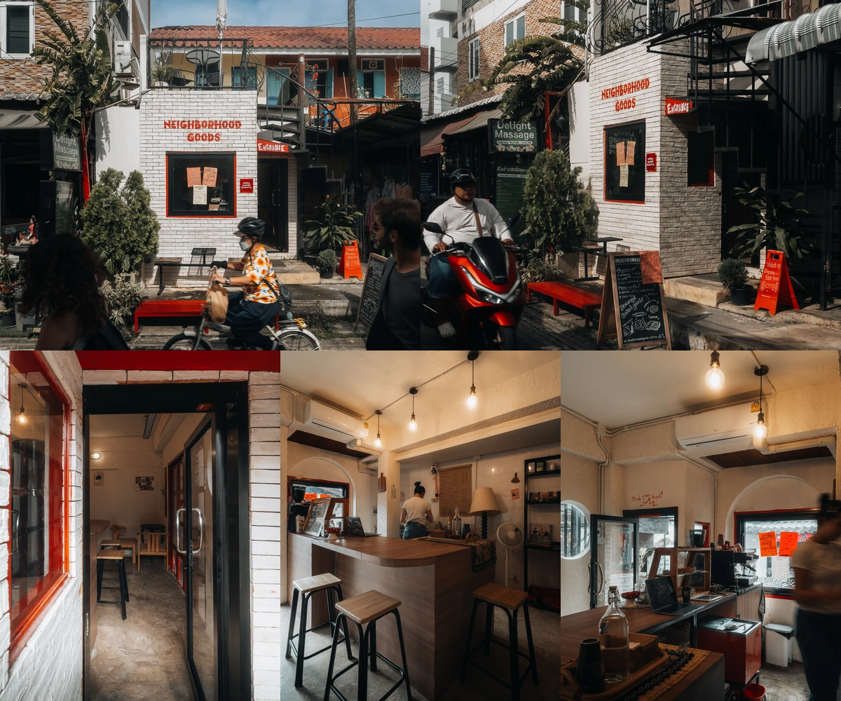 ภาพรีวิว Neighborhood Goods Specialty Coffee — คาเฟ่อาคารอิฐขาวหลังตลาดสมเพชร