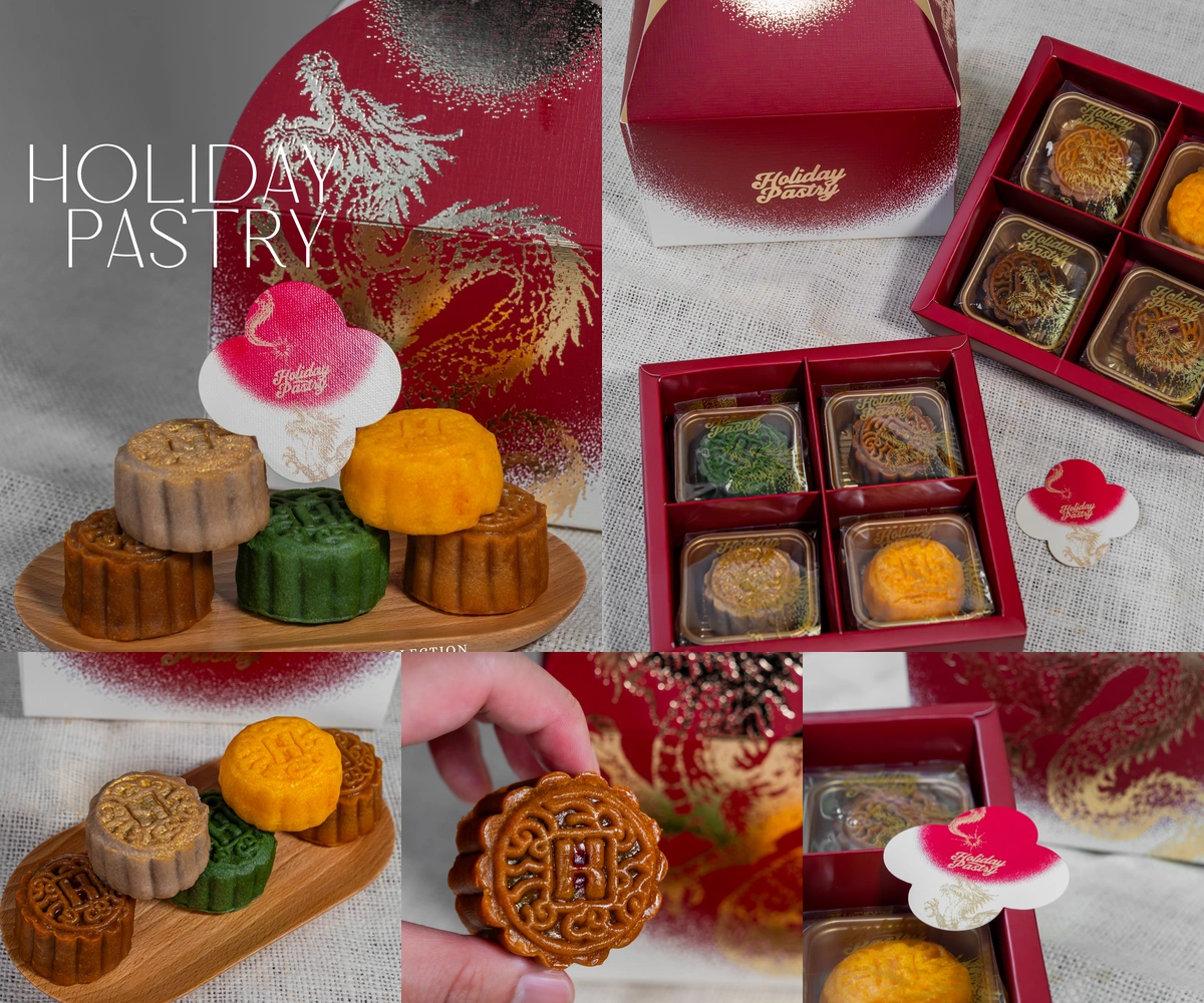 ภาพรีวิว Holiday Pastry • The Heritage Mooncake Collection 2025 — ขนมไหว้พระจันทร์หกรสชาติในกล่องลายมังกรใต้แสงจันทร์