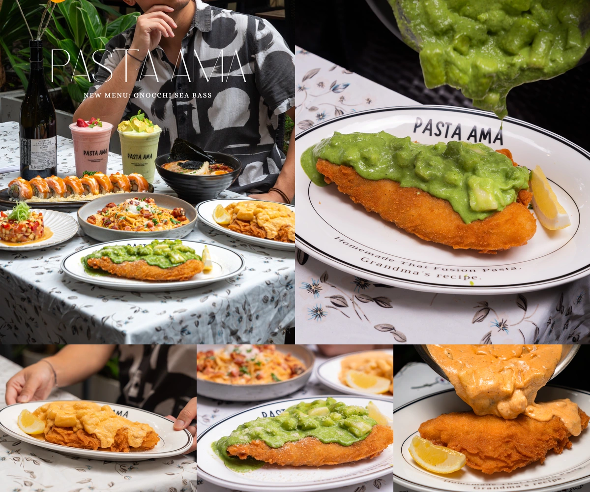 ภาพรีวิว Pasta Ama • Gnocchi Sea Bass — ปลากะพงทอดกับญ็อกกี้ทำสดและซอสสี่รสชาติ