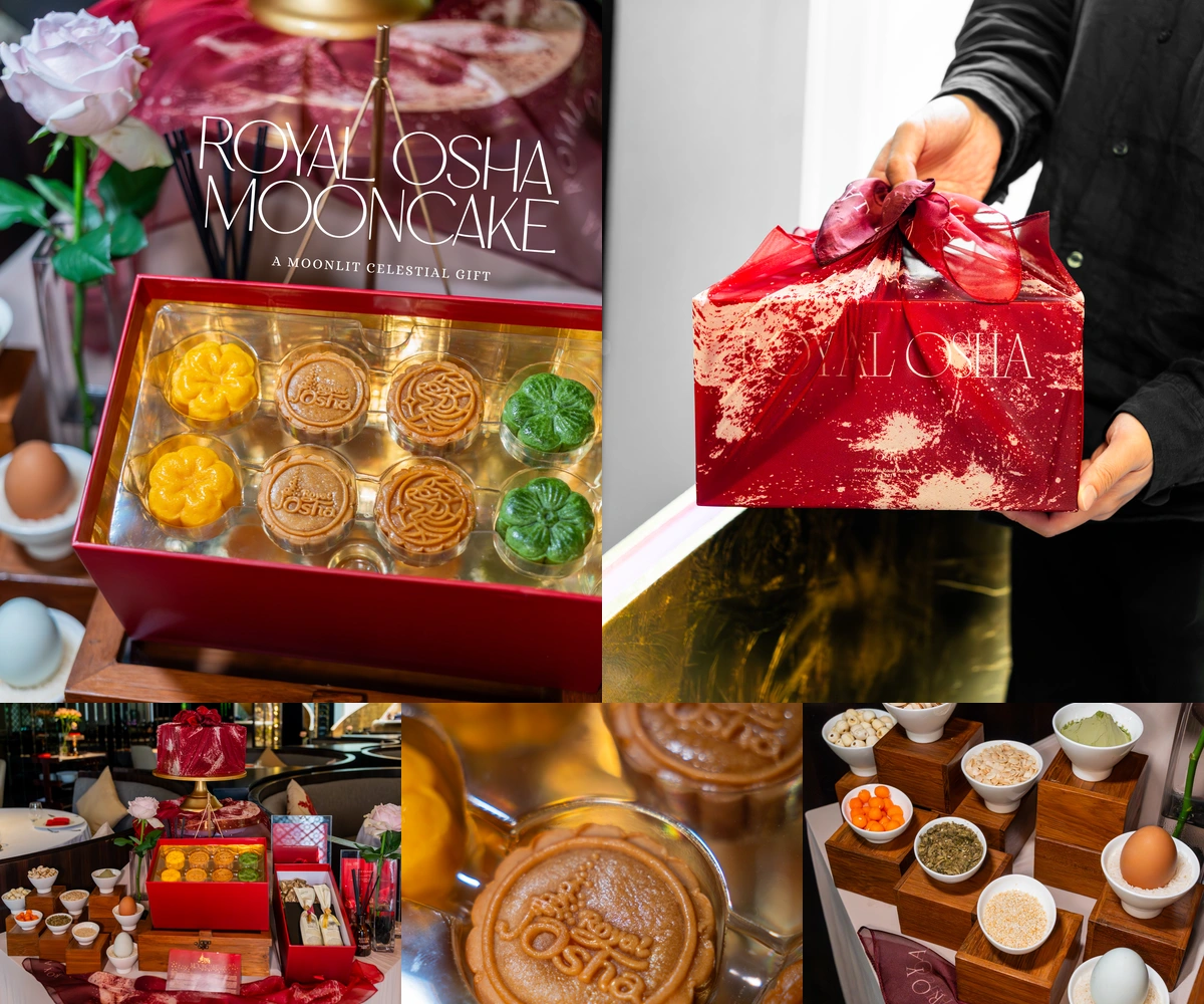 ภาพรีวิว Royal Osha • A Moonlit Celestial Gift — ชุดขนมไหว้พระจันทร์พร้อมผ้าห่อและเครื่องหอมประจำปี 2025