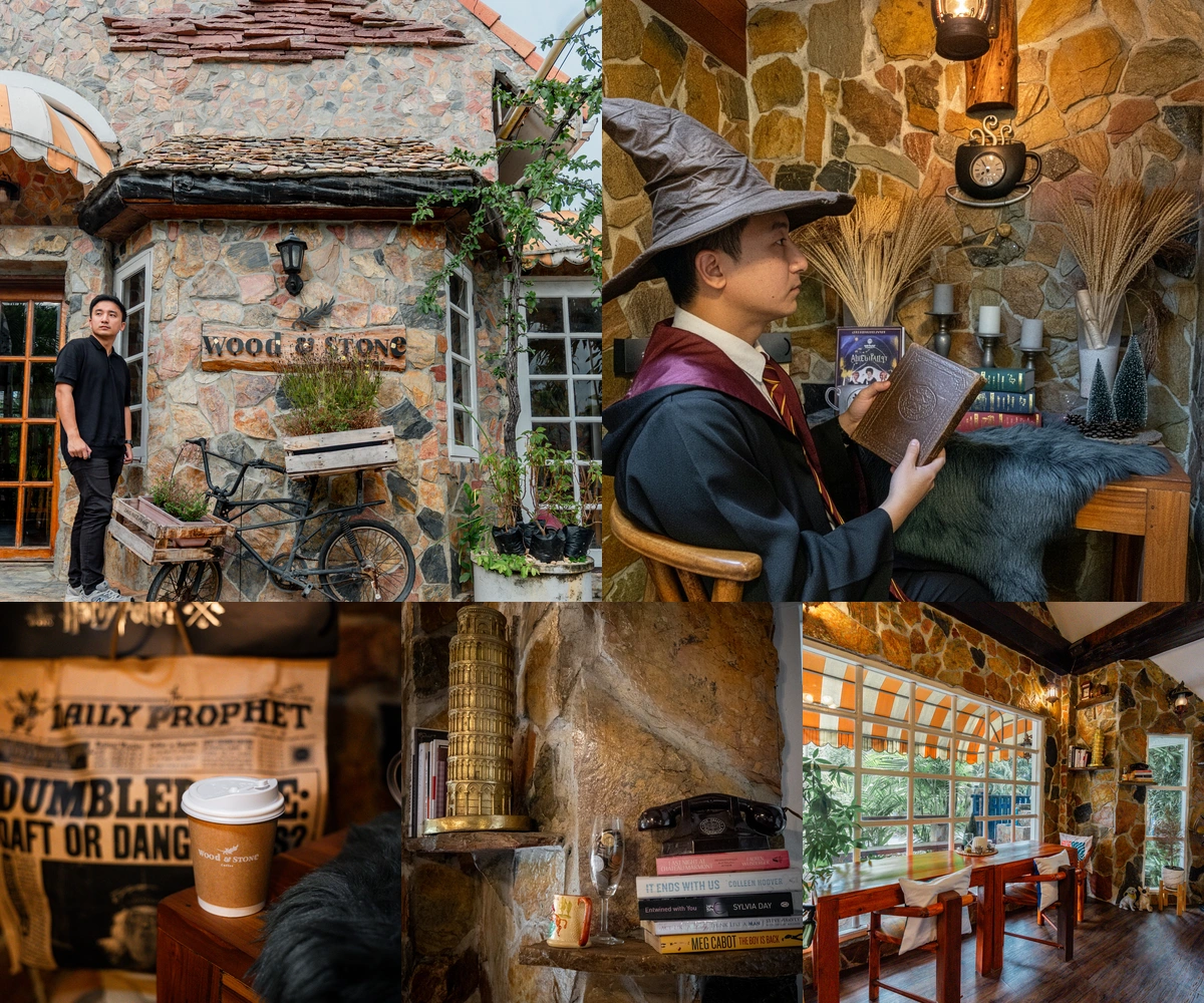 ภาพรีวิว Wood & Stone Coffee — คาเฟ่หินและไม้กับมุมหนังสือและของสะสมในซอยสวนผัก 50