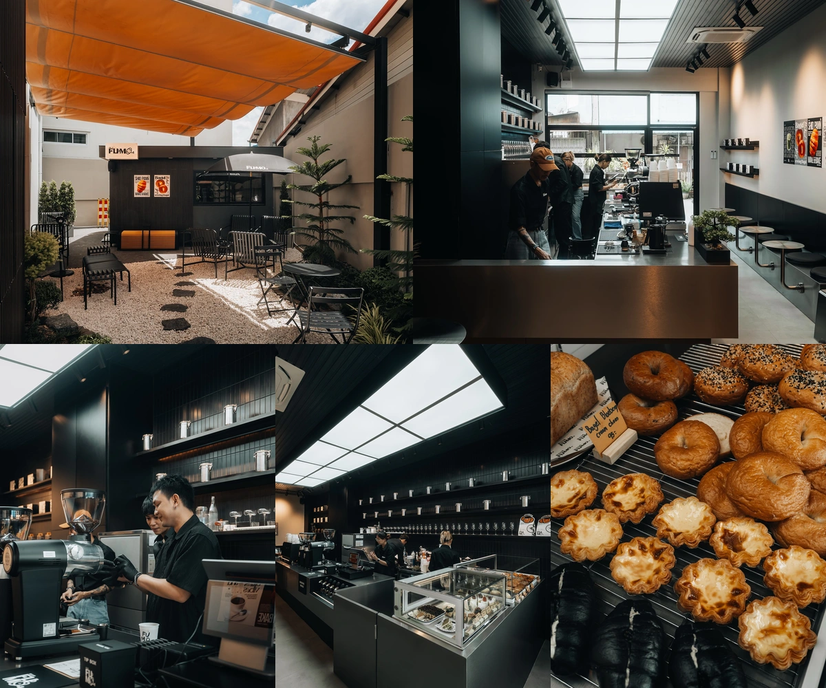 ภาพรีวิว Fumo+1 Daily Roast & Bun • สันติธรรม — คาเฟ่โทนดำเทาพร้อมสวนหินและขนมอบในสันติธรรม