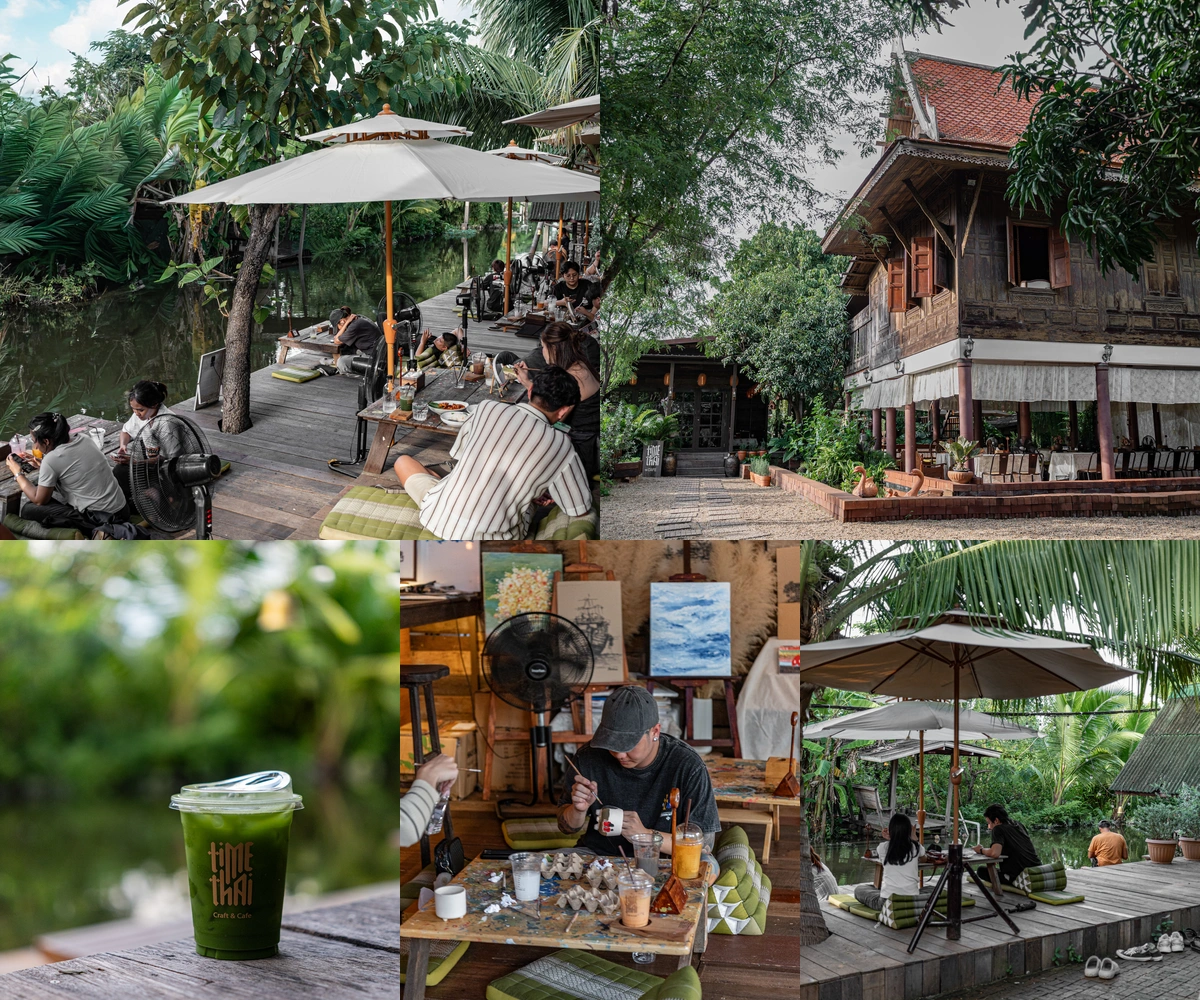 ภาพรีวิว TimeThai Craft & Cafe — คาเฟ่เรือนไม้ริมน้ำพร้อมมุมวาดภาพ