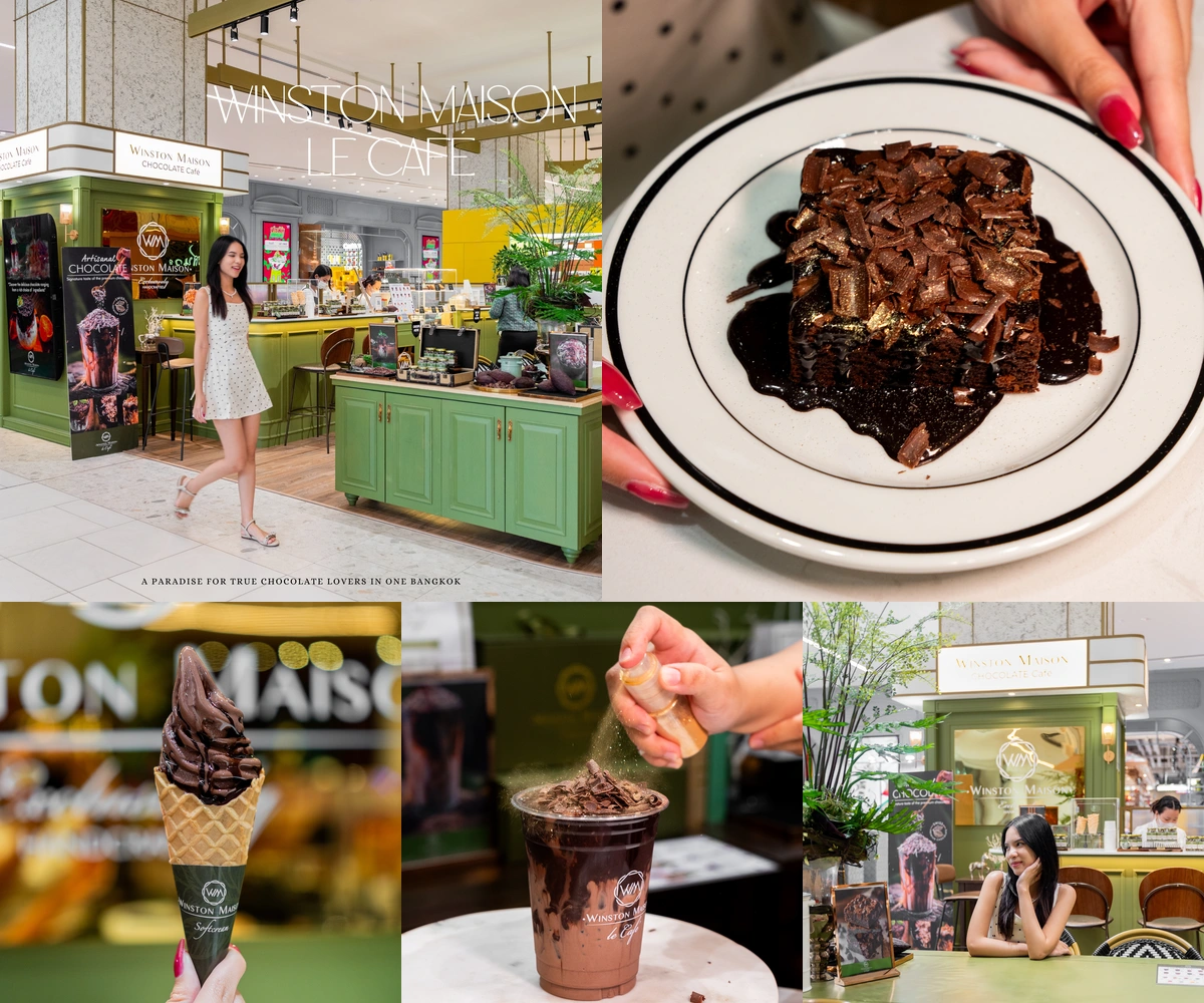 ภาพรีวิว Winston Maison Le Café • One Bangkok — คาเฟ่ช็อกโกแลตโทนเขียวมะกอกในวันแบงค็อก