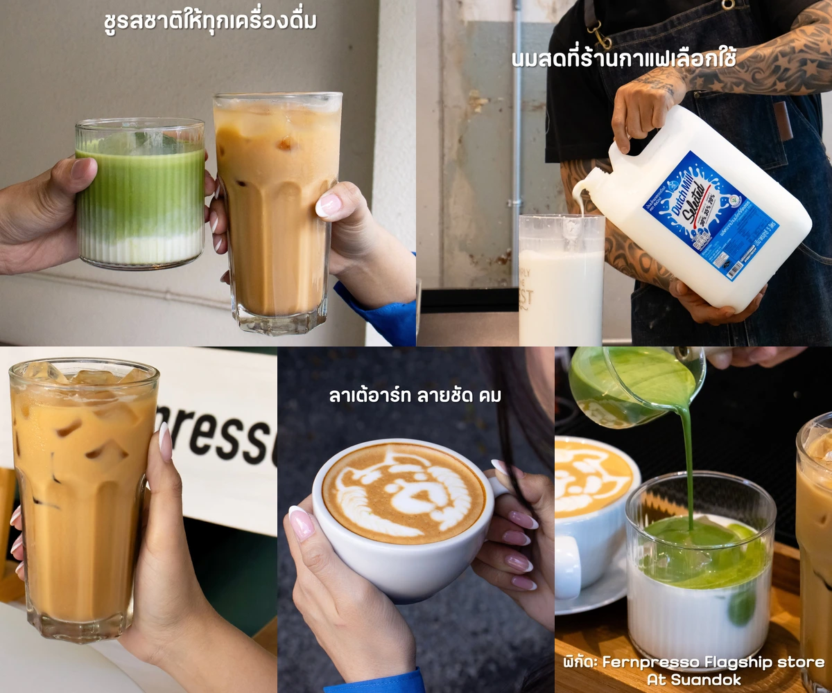 ภาพรีวิว Fernpresso • เมนูนมสดดัชมิลล์ — ลาเต้ เอสเปรสโซ่ และมัทฉะที่สาขาสวนดอก