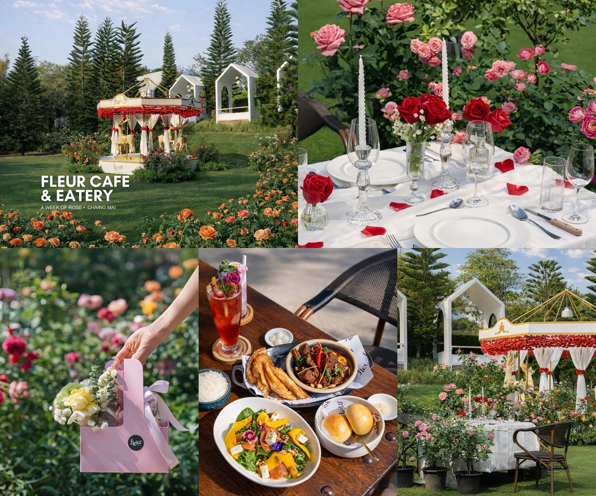 ภาพรีวิว Fleur Cafe & Eatery • A Week of Rose — คาเฟ่สวนกุหลาบรับวาเลนไทน์