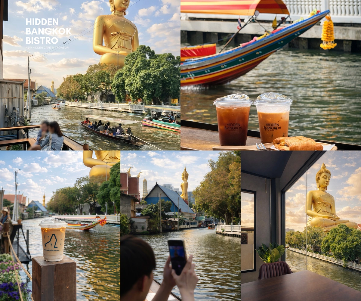 ภาพรีวิว Hidden Bangkok Bistro — คาเฟ่ริมคลองวิวพระใหญ่วัดปากน้ำ