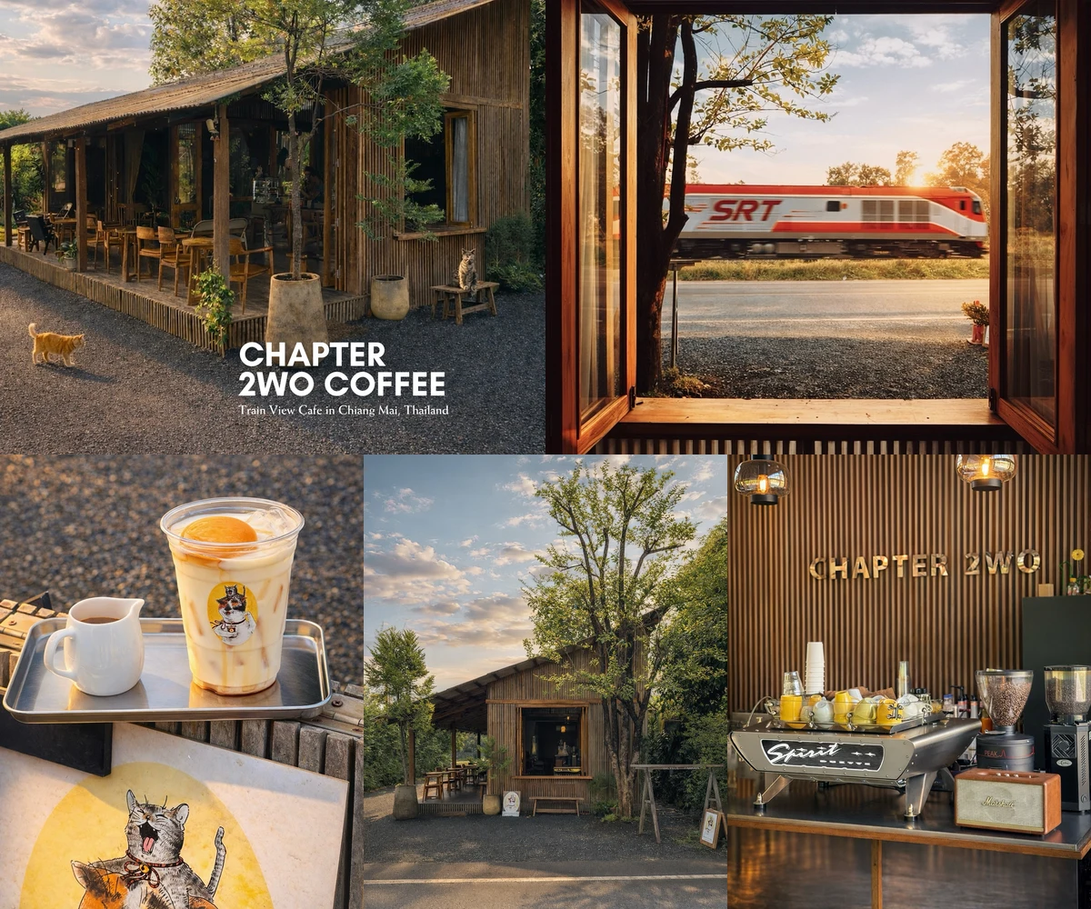 ภาพรีวิว Chapter 2WO Coffee — คาเฟ่บ้านไม้วิวรถไฟผ่านหน้าร้าน