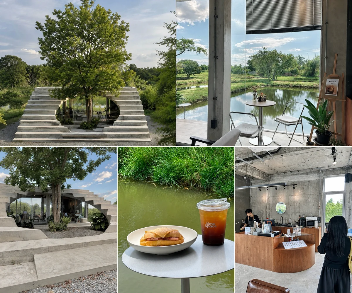 ภาพรีวิว Time Space Cafe — คาเฟ่คอนกรีตโอบต้นไม้ใหญ่ในนครปฐม